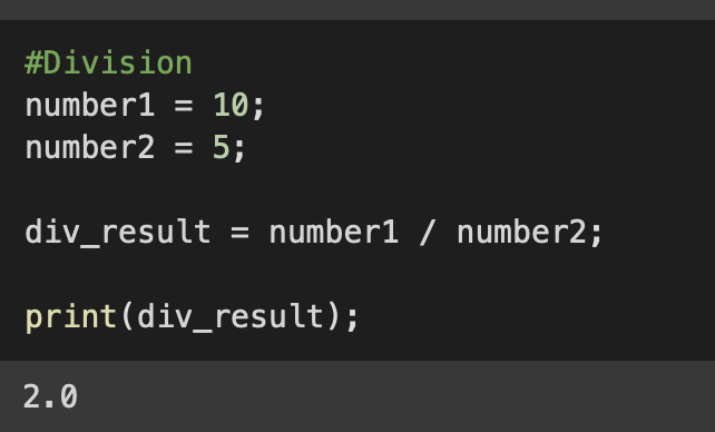 Python Programming Division Operator Example